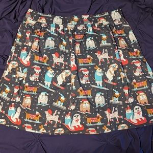 Retrolicious Dogs Having Winter Fun Skirt 2X Pockets